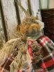 Primitive Scarecrow Pumpkin Doll Old Wool,  Old Photo,  Folk Art Pumpkin Doll Primitives photo 7