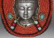 Old Tibet Silver Mosaic Turquoise Red Coral Sakyamuni Buddha Statue Wall Hanging Tibet photo 5