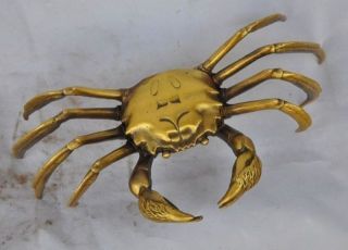 Exquisite China Old Bronze Wealth Crab　statue photo