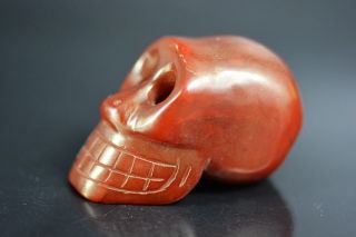 Superior Quality Chinese Hongshan Culture Agate Skull Amulet Statue Jp103 photo