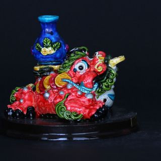 Chinese Cloisonne Porcelain Handwork Gold Toad Statue Csy945 photo
