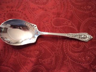 Wallace Rose Point Sterling Veg.  Scalloped Serving Spoon 8 7/8 