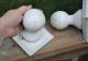 Pair Vintage Ball Post Cap Finial Architectural Salvage Wood Newel Post Paint Finials photo 1