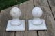 Pair Vintage Ball Post Cap Finial Architectural Salvage Wood Newel Post Paint Finials photo 4