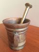 Vintage Brass Mortar And Pestle Stamped Denmark Great Patinas 4 Inches Tall Mortar & Pestles photo 1