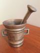 Vintage Brass Mortar And Pestle Stamped Denmark Great Patinas 4 Inches Tall Mortar & Pestles photo 2