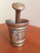 Vintage Brass Mortar And Pestle Stamped Denmark Great Patinas 4 Inches Tall Mortar & Pestles photo 3