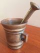 Vintage Brass Mortar And Pestle Stamped Denmark Great Patinas 4 Inches Tall Mortar & Pestles photo 4