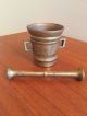Vintage Brass Mortar And Pestle Stamped Denmark Great Patinas 4 Inches Tall Mortar & Pestles photo 5