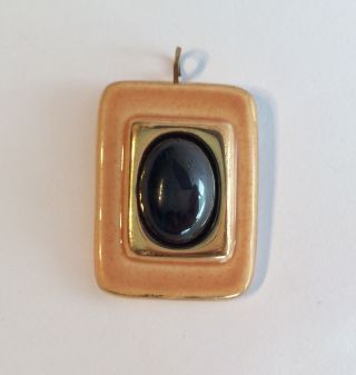 Intriguing Raised Gilt Pottery Pendant.  Metal Detecting Find photo