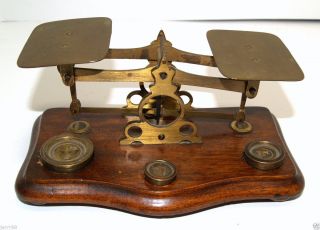 Antique English Postal Balance Scale & Weights photo