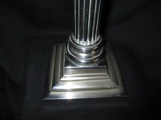 Antique Oil Lamp Base,  Chrome Corinthian Column C.  1920 photo