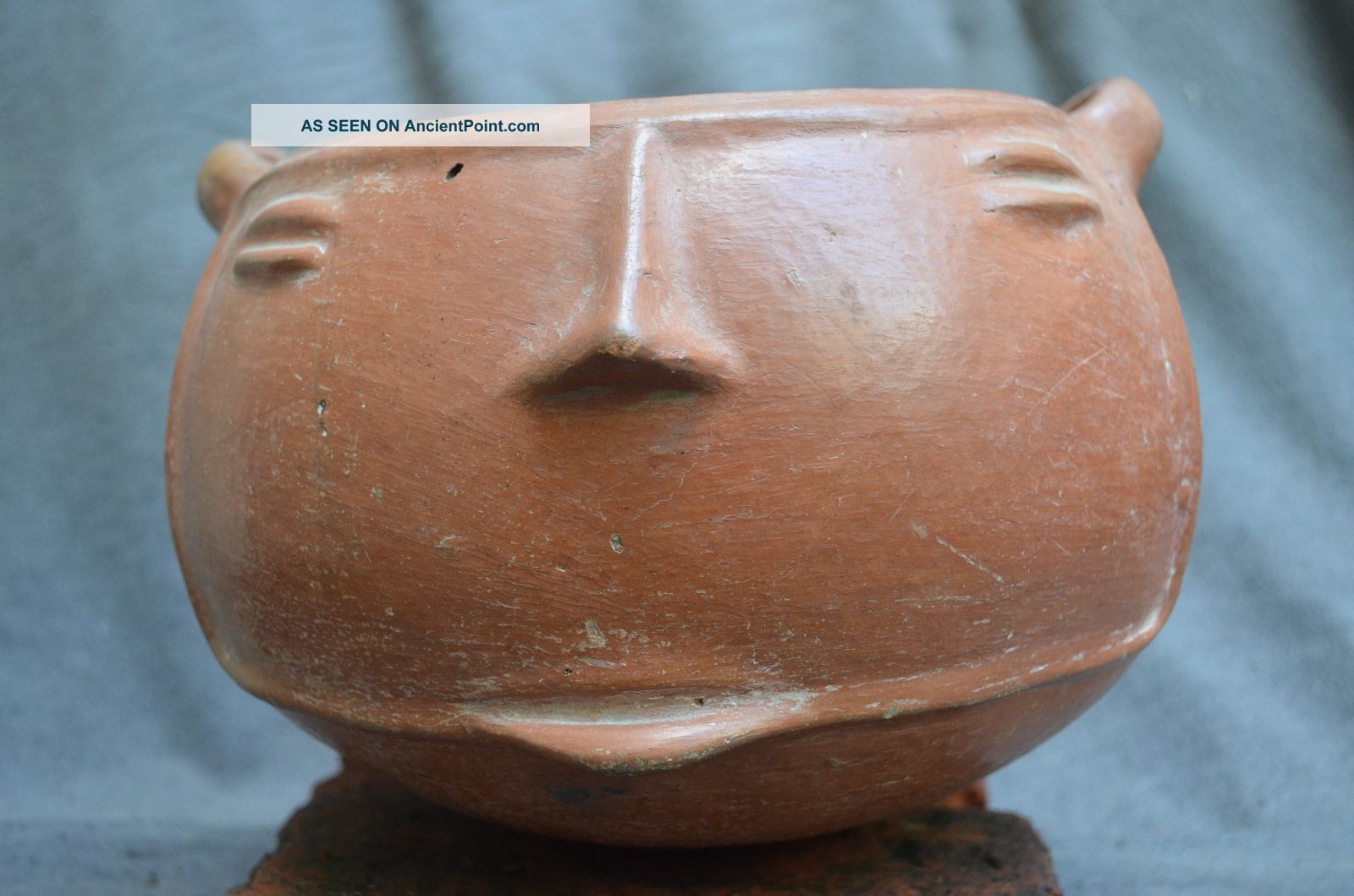 Interesting And Rare Pre Columbian Vessel With A Human Face,  Ecuador Salcedo Cul The Americas photo