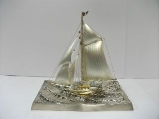 The Sailboat Of Silver Of Japan.  92g/ 3.  24oz.  A Japanese Antique. photo