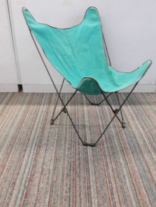 Vintage Hedstrom Mid - Century Modern Iron Folding Butterfly Chair Hardoy Style photo