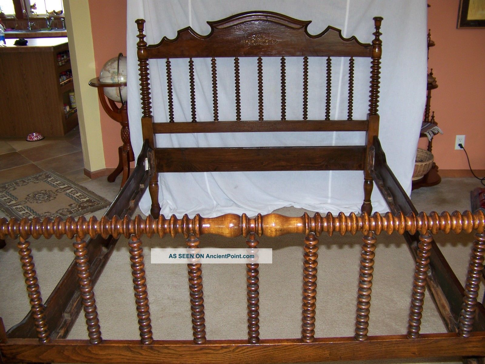 Antique Solid Walnut Jenny Lind Style Bed 1800-1899 photo