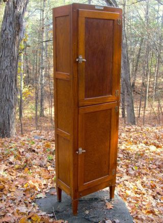 Rare Vintage Antique Hoosier Cabinet 2 Doors,  Shelves & Orig.  Tags - 6 Ft.  Tall photo