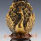Chinese Bronze Gilt Hand - Carved Peacock Vase W Qian Long Mark Vases photo 2