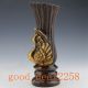 Chinese Bronze Gilt Hand - Carved Peacock Vase W Qian Long Mark Vases photo 6