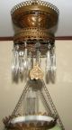 Antique Brass B&h Bradley Hubbard Victorian Hanging Oil Lamp Frame Motor Jeweled Chandeliers, Fixtures, Sconces photo 4