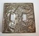 Vtg Heavy Brass Floral Double Gang Switch Plate Cover Switch Plates & Outlet Covers photo 1
