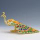 Chinese Collectable Cloisonne Inlaid Rhinestone Handwork Peacock Statue D1435 Birds photo 2