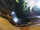 Large Vntg Tray Toleware Hand Painted Metal Floral Scalloped Edge 26 1/2 