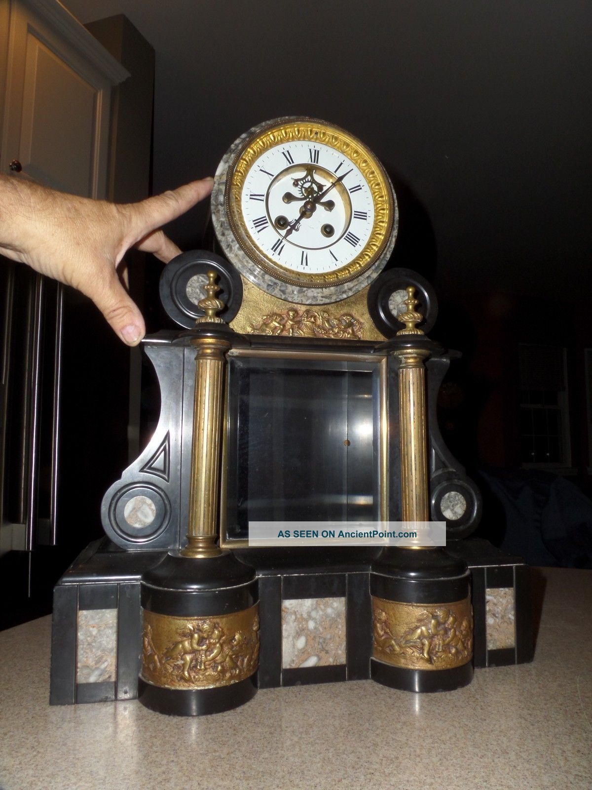Antique Constantine Detouche French Mantle Clock Ad.  Mougin Heavy 50 Lbs Clocks photo