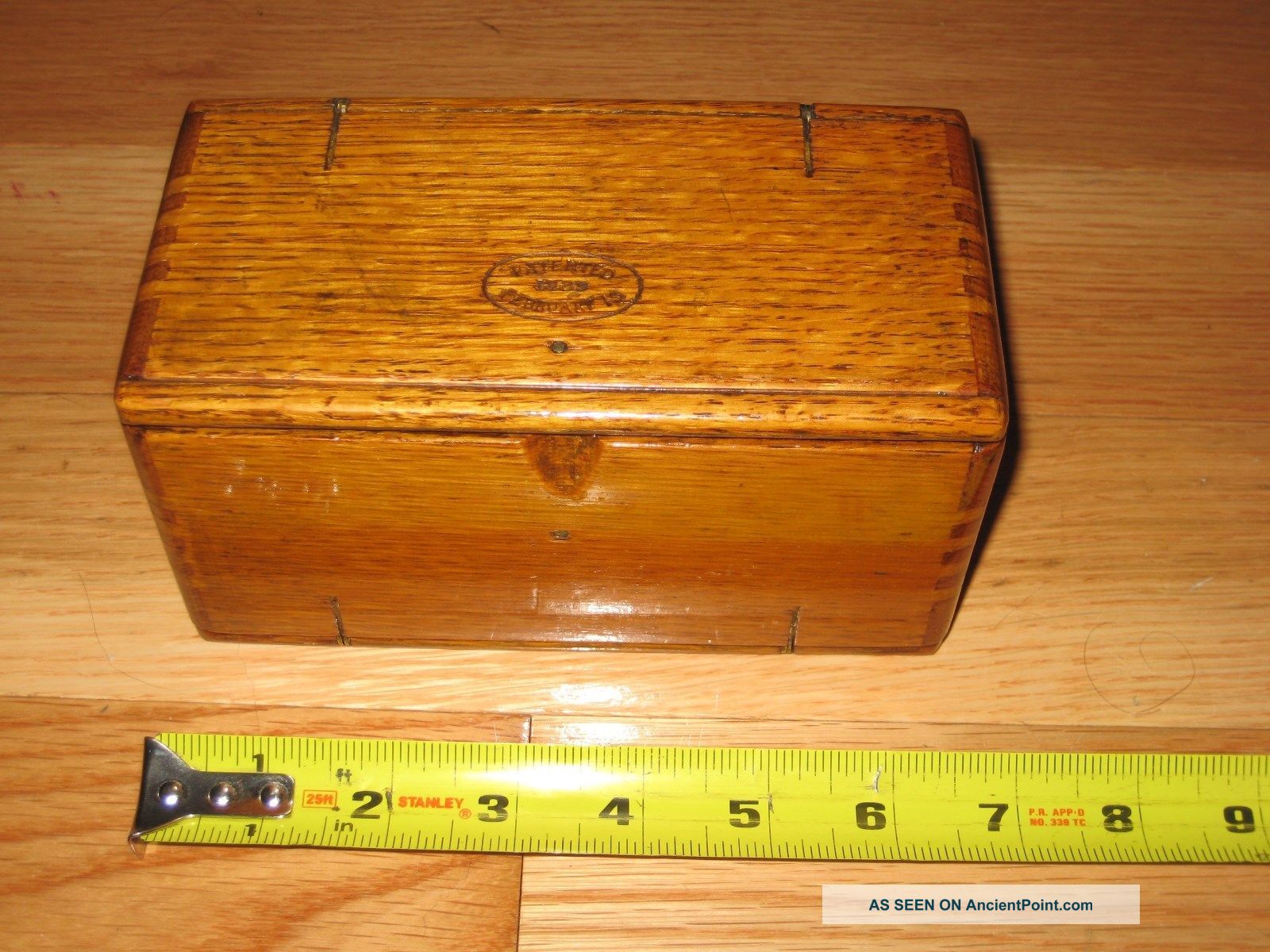 Vintage Wood Dovetail Puzzle Box Pat.  1889 Boxes photo