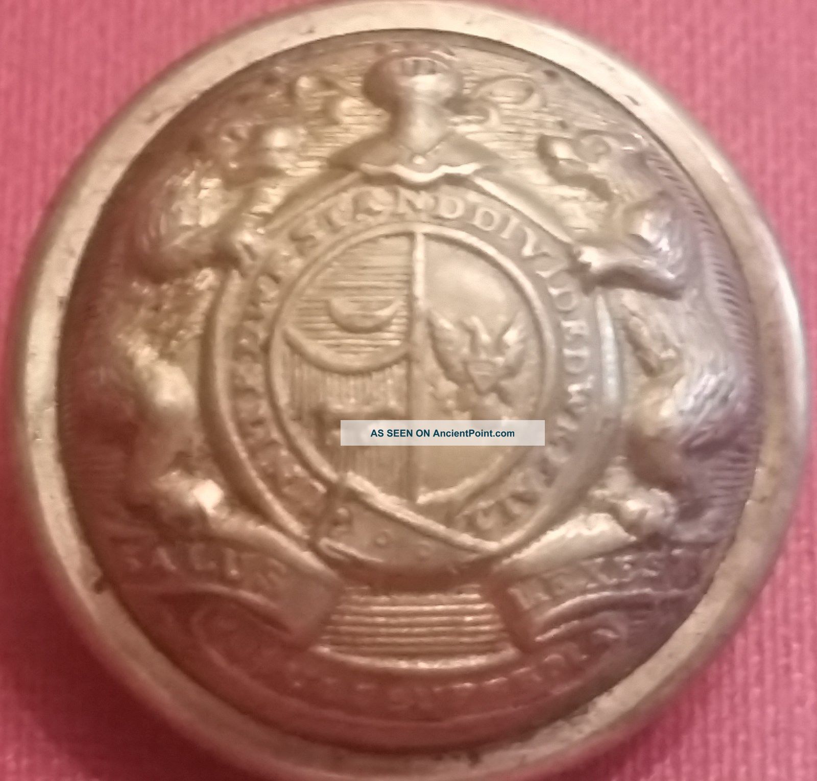 Confederate - Missouri State Seal Button - 22.  5mm - Waterbury Button - Civil War Buttons photo