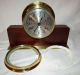 Vtg Seth Thomas Ships Bell Clock Mantle Brass Nautical Navy Wood Base German Mvt Clocks photo 3