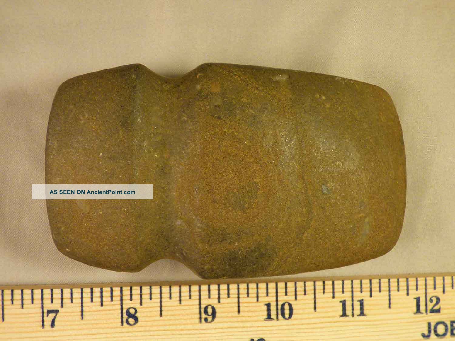 Old Stone Indian Axe Full Grooved Brown Granite Stone Hawkins County Tenn Native American photo