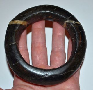 Ancient African Neolithic Hand Carved Black Stone Bracelet Excavated Mali Africa photo