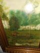 Antique Oil Painting,  { Landscape Wih Cow Near A River,  Is Signed,  Frame }. Other Antique Decorative Arts photo 3
