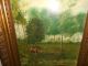Antique Oil Painting,  { Landscape Wih Cow Near A River,  Is Signed,  Frame }. Other Antique Decorative Arts photo 4
