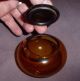 C19th Chinese Amber Glass Table Snuff Pot With Rosewood Cover Very Good Item Porcelain photo 1