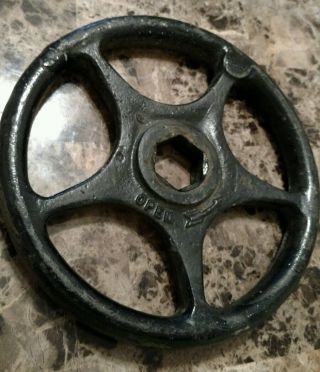 Vintage Large Cast Iron Industrial Valve Handle Wheel Gear Steampunk Art (z) photo