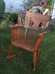 Gorgeous Handmade Amish Style Solid Oak Curved Back Rocking Chair Slated Rockers 1900-1950 photo 2