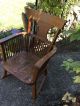 Gorgeous Handmade Amish Style Solid Oak Curved Back Rocking Chair Slated Rockers 1900-1950 photo 5