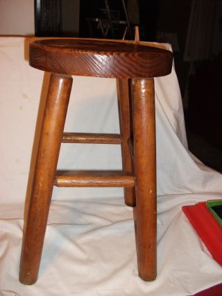 Antique Primitive Wood Milking Stool - Country Store Stool photo