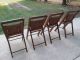 4 Vintage Oakwood Chair Co.  Patio Folding Garden Church Cottage Wood Slat Chairs Post-1950 photo 3