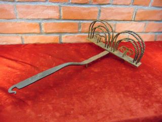 Antique 1700s Wrought Iron Fireplace Toaster Rotating American Primitive Hearth photo