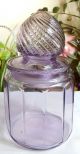 Antique Lavender Glass Swirl Point Ground Lid Candy Jar 10” Tall Bottles & Jars photo 6