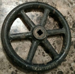 Vintage Large Cast Iron Industrial Valve Handle Wheel Gear Steampunk Art (as) photo