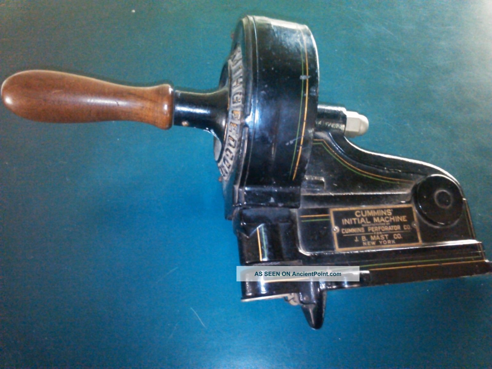 Antique Cast Iron Punch Initial Machine B.  F.  Cummins Hats Stetsons York Other Mercantile Antiques photo