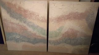 Lee Reynolds Large Abstract Diptych Painting photo