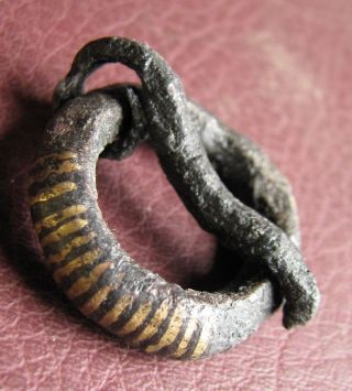 Authentic Ancient Artifact Viking Iron Inlaid Buckle Vk 45 photo