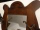 Antique Oak Halltree Coat Hat Rack Mirror Dated 1918 Iron Hooks Mirrors photo 1