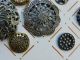 10 Antique Openwork Brass & White Metal Buttons All Are Pierced Some Cut Steel Buttons photo 3
