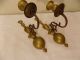 Pair Antique Solid Brass Wall Sconce Candlestick Holders,  19th Century/american? Chandeliers, Fixtures, Sconces photo 3